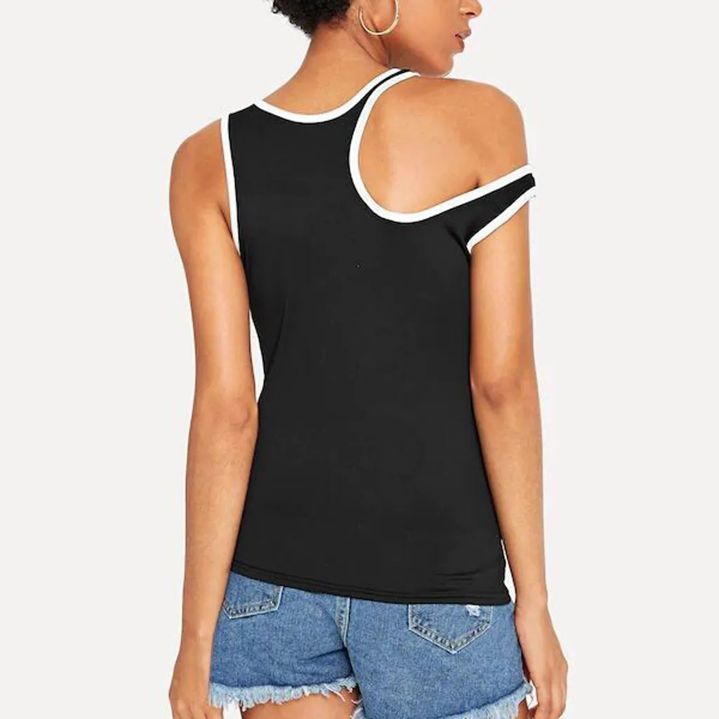 Летний женский жилет с открытыми плечами рубашка без рукавов Повседневная