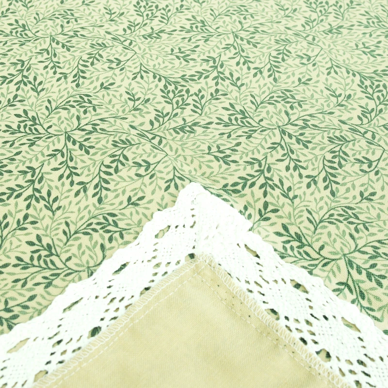 Krorean хлопок прямоугольная скатерть с принтом из зеленых листьев кружевным краем