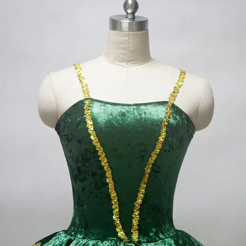New arrival women ballet costume tutu green velvet bodice romantic lady dance | Тематическая одежда и униформа