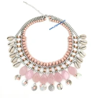 new fashion jewelry unique handmade bead chain necklace stone pendants boho style collier femme statement necklace summer style