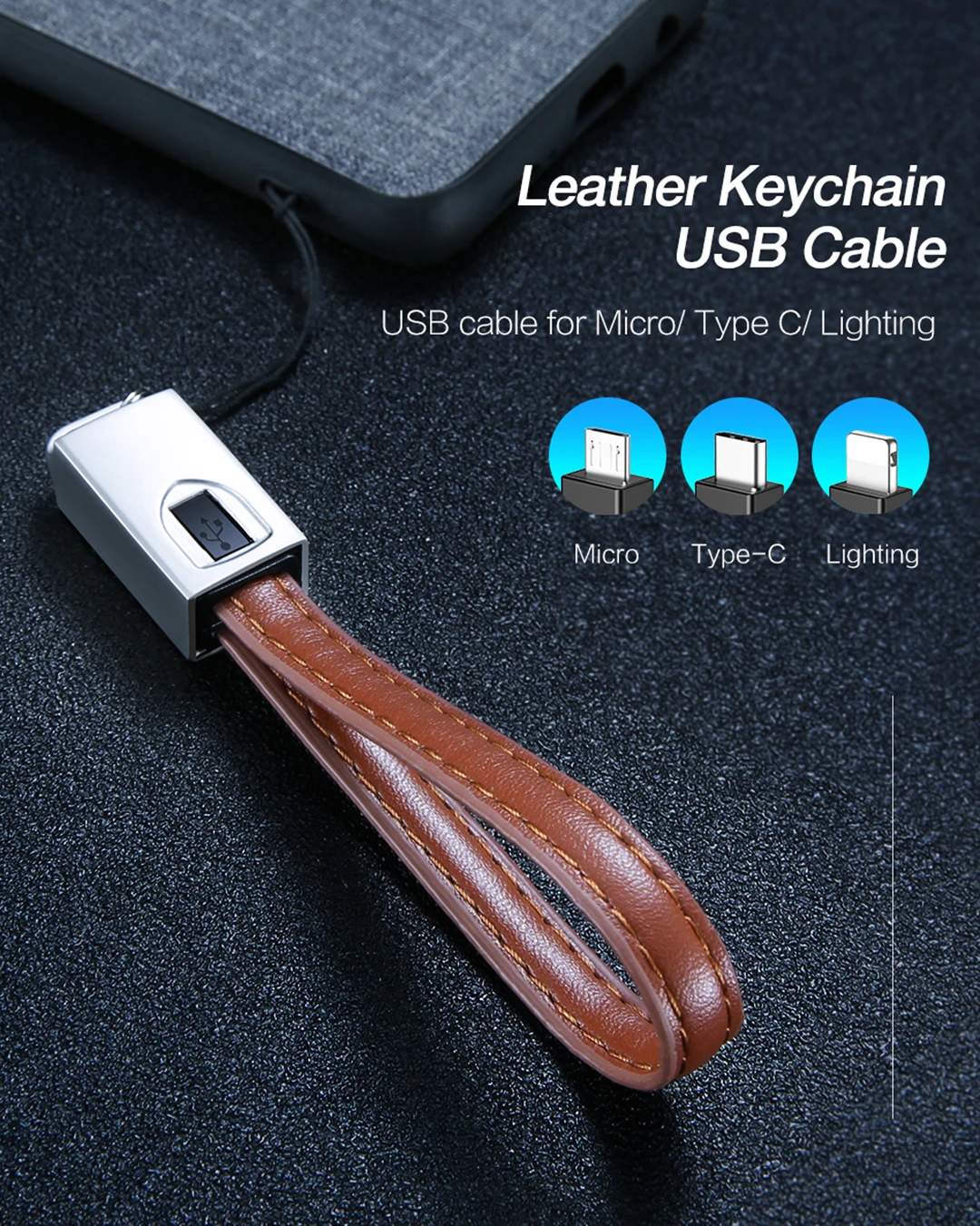 Кожаный брелок USB C кабель Мобильный телефон портативный 20 см мини-кабель передачи данных брелок провод для быстрой зарядки для iphone 7 huawei samsung