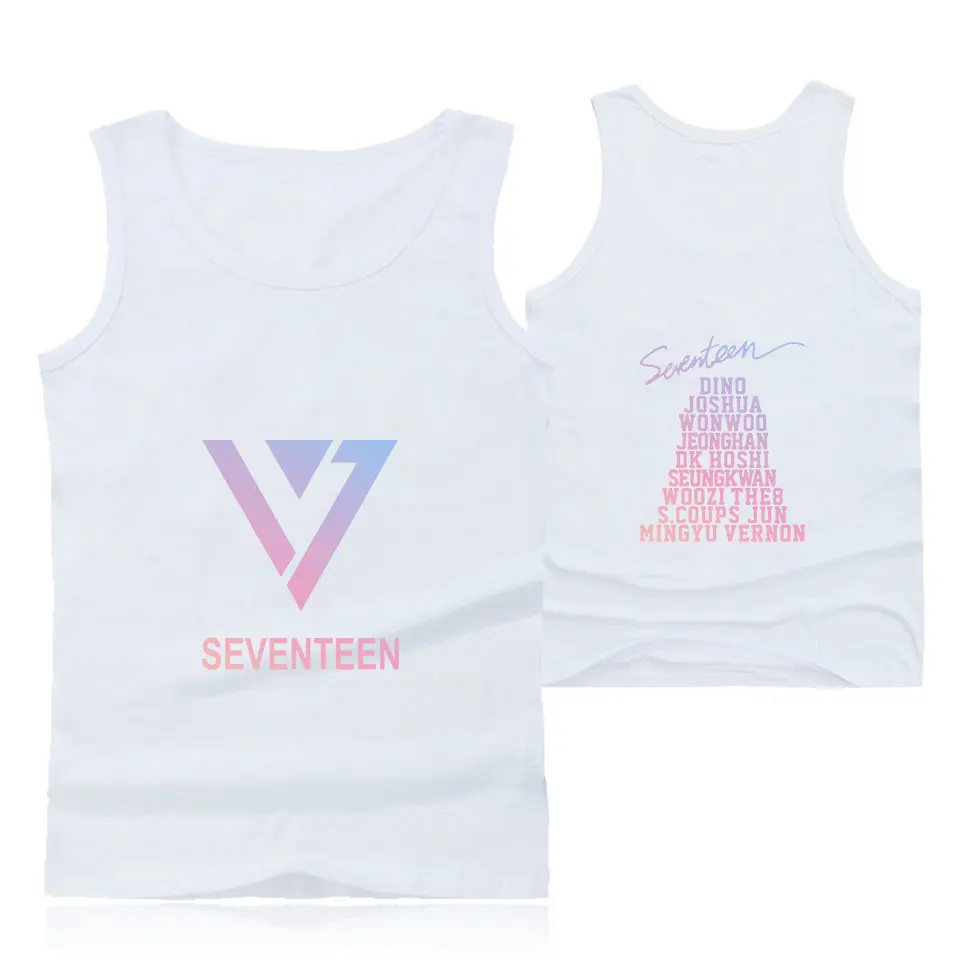 SEVENTEEN топы на бретельках Летний стиль Kpop короткий рукав Модный хлопковый жилет