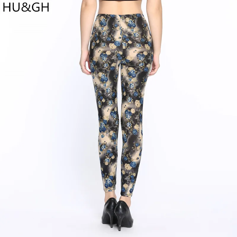 Женские эластичные леггинсы ARDLTME с принтом в виде синих и красных розы на весну