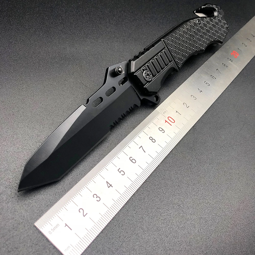 BMT 229 черный складной нож 7CR17Mov полузубчатое лезвие тактические кемпинг выживание