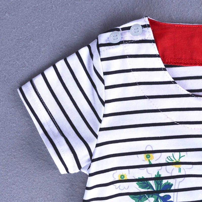 PD003 Летнее Детское платье детское с короткими рукавами и цветочным принтом для