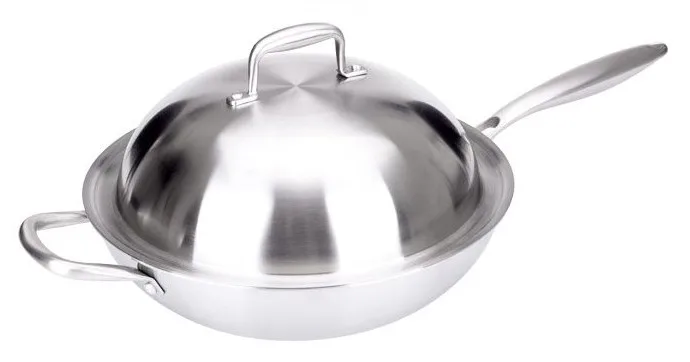 thick with ear 0% 32 см из нержавеющей стали Woks антипригарный No Lampblack без покрытия с крышкой кухонная посуда использование для индукционной плиты газа - Цвет: thick with ear