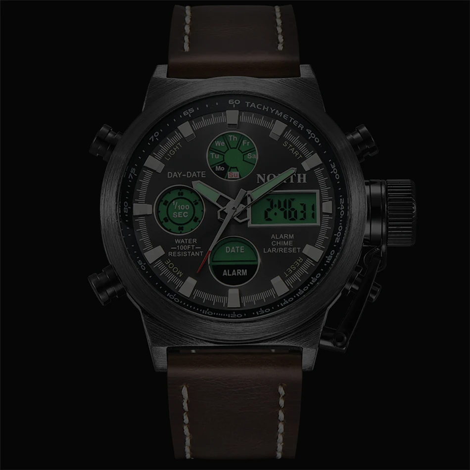 NORTH модный бренд мужские часы кварцевые цифровые и аналоговые часы мужские повседневные военные спортивные светодиодный Электронные наручные часы для мужчин