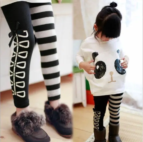 Lovely baby Girls Kids clothes set 2Pcs suit Panda T-shirt+Striped Leggings children's Clothing sets | Детская одежда и обувь
