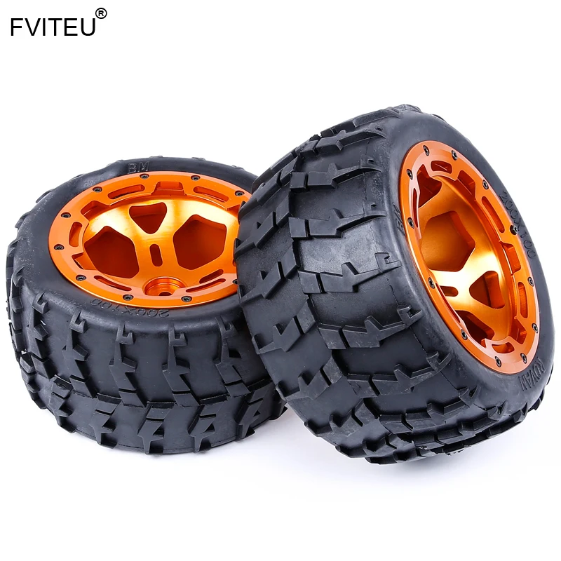 

FVITEU CNC Metal Wheels Tires Set For 1/5 FG Rovan BM Monster Truck RC Car
