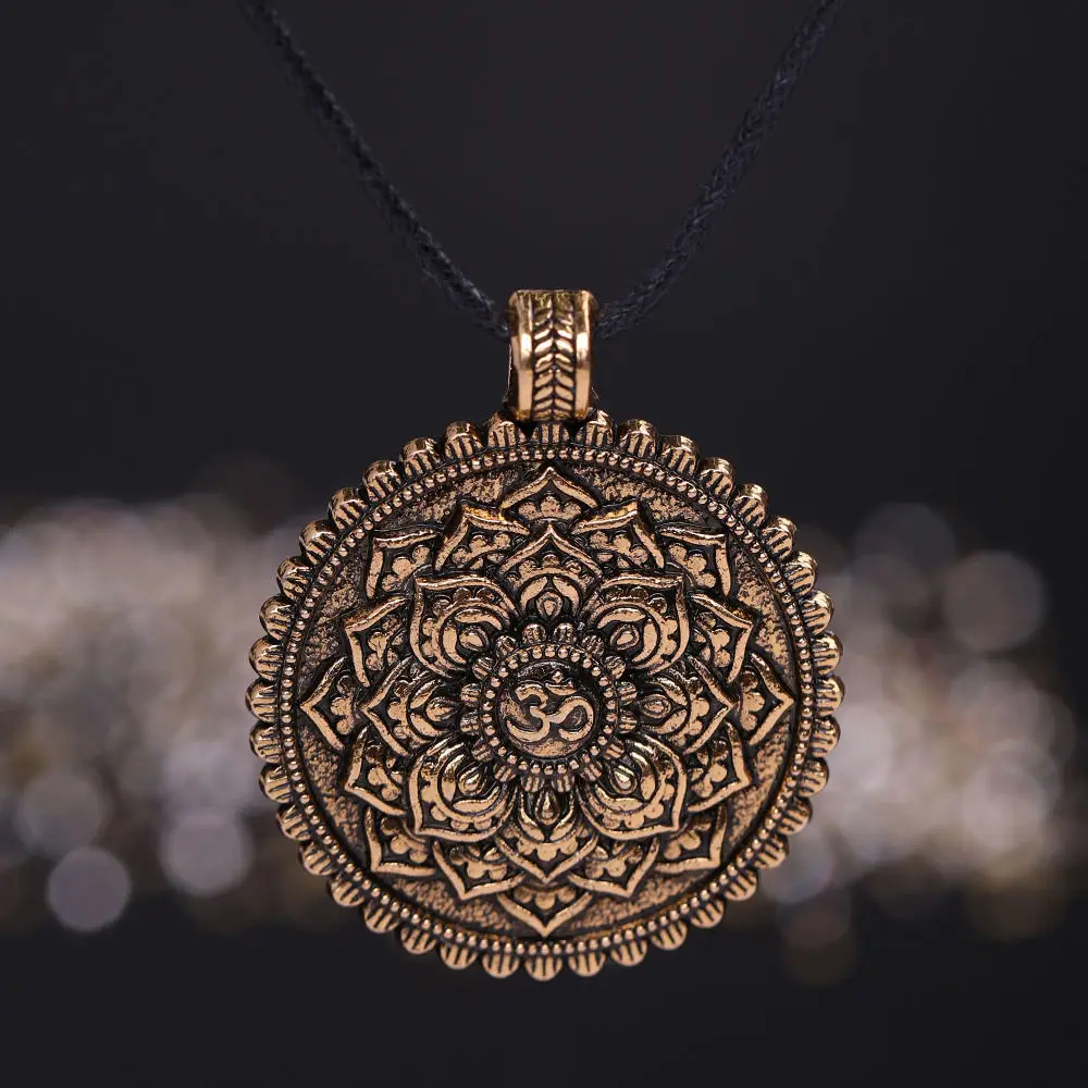 antique bronze My shape ожерелье Викинг цветок жизни купол Священная Геометрия женщины Ом Йога чакра кулон Мандала Мода чокер ювелирные изделия - Окраска металла: antique bronze