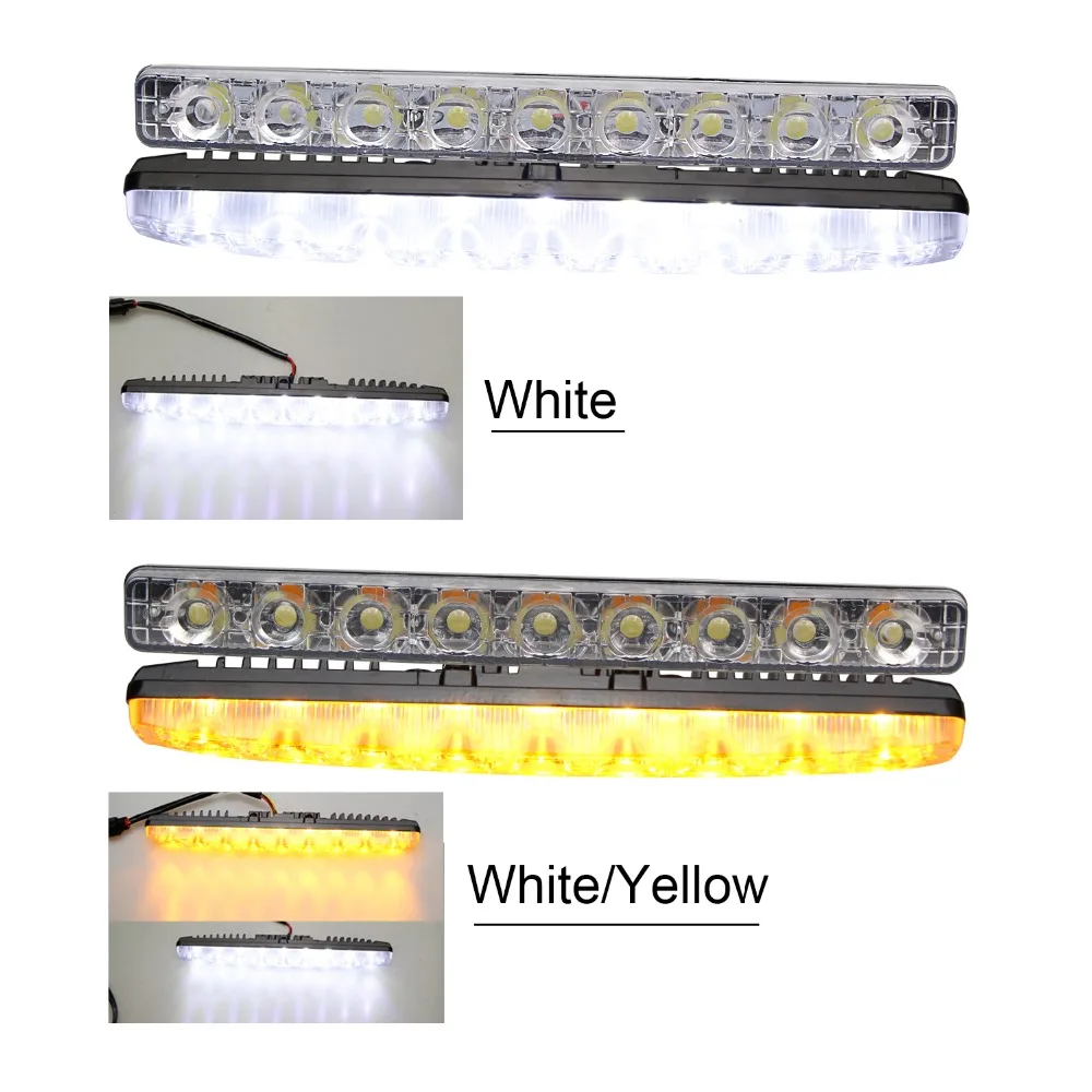 

Car Styling 9LED Double Color Daytime Running Light Front Fog Light White turn lights Yellow For All Car Parking lamp 3 Mode G