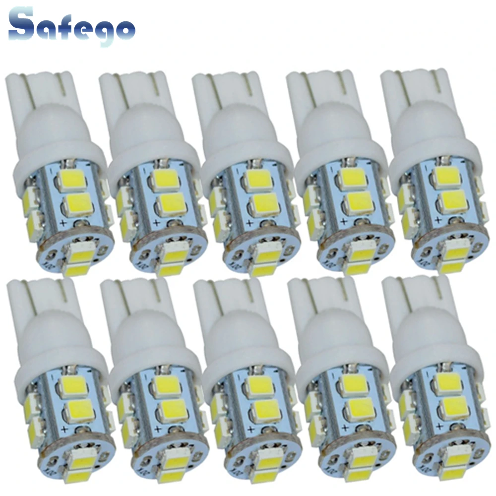 Клиновидные Автомобильные светодиодные лампы Safego 10 шт W5W T10 194 168 SMD 1210 3528 задний