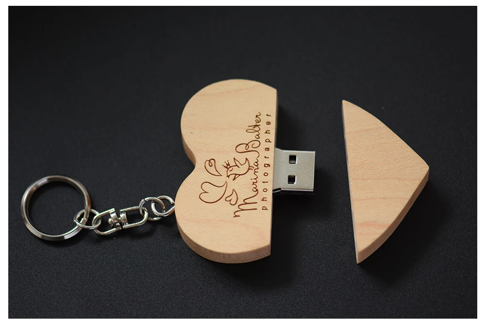 SHANDIAN USB флеш-накопитель с деревянным сердцем 64 ГБ 32 ГБ 16 ГБ 8 ГБ 4 ГБ u-диск USB 2,0 карта памяти Фотография Свадебные подарки