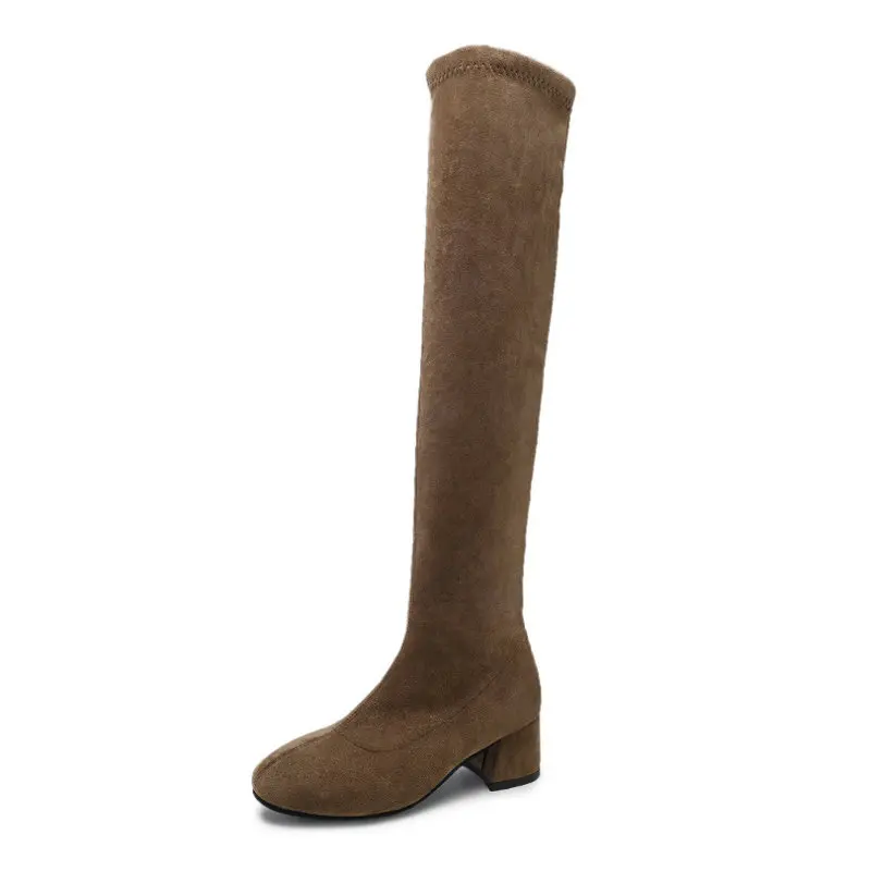 Size35-40 2018 Новый Для женщин ботфорты осень из флока однотонная женская обувь