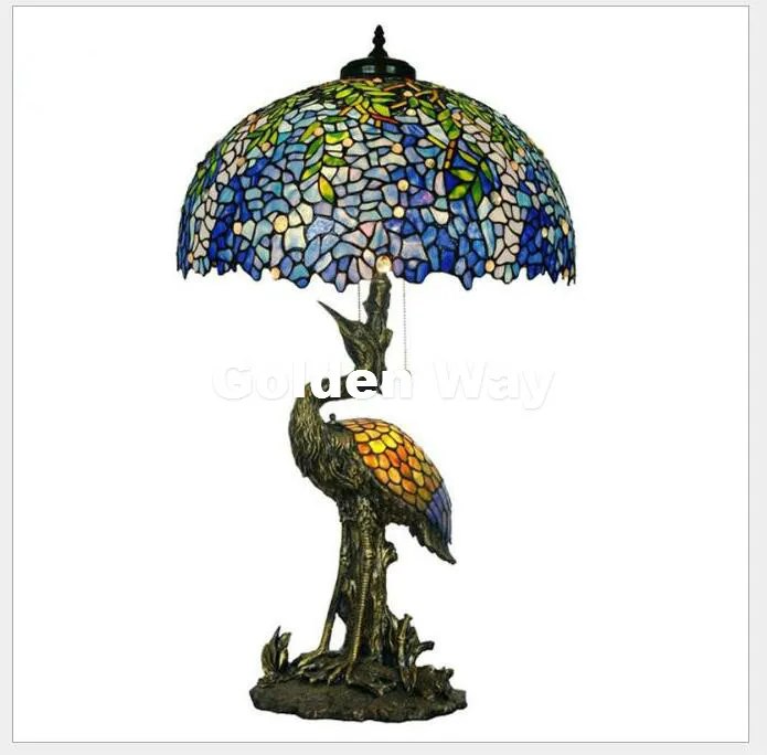 A Design D51cm Новое поступление Тиффани Настольные лампы d51cm h86cm Роскошный старинный сад E27 прикроватной тумбочке Лампы для мотоциклов Гостиная украшения Спальня настольная лампа - Цвет абажура: A Design D51cm