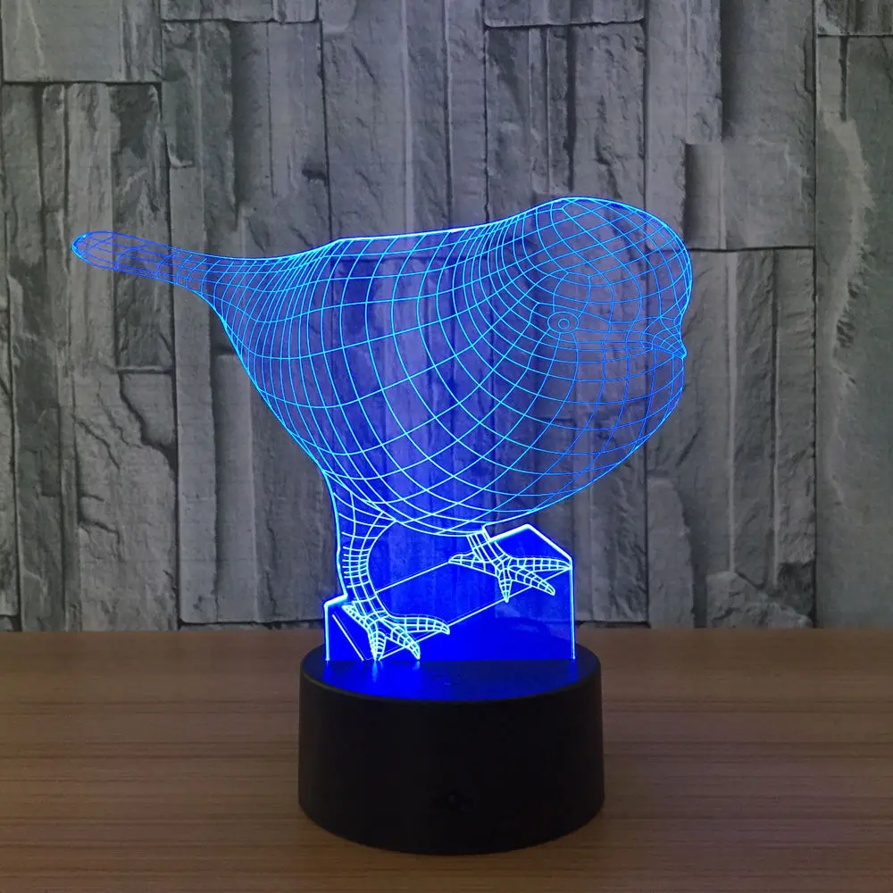 3D Ночник LED lampLED лампы птица свет в ночь 7 цветов Изменение сенсорный выключатель