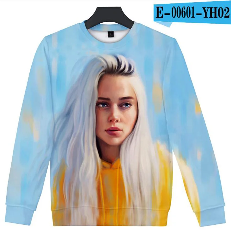 В Стиле Хип-хоп, модная Фирменная Костюмы Billie Eilish 3D принт худи свободного кроя из Для женщин с капюшоном толстовки, пуловеры, повседневный стиль, уличная одежда, топы - Цвет: 010