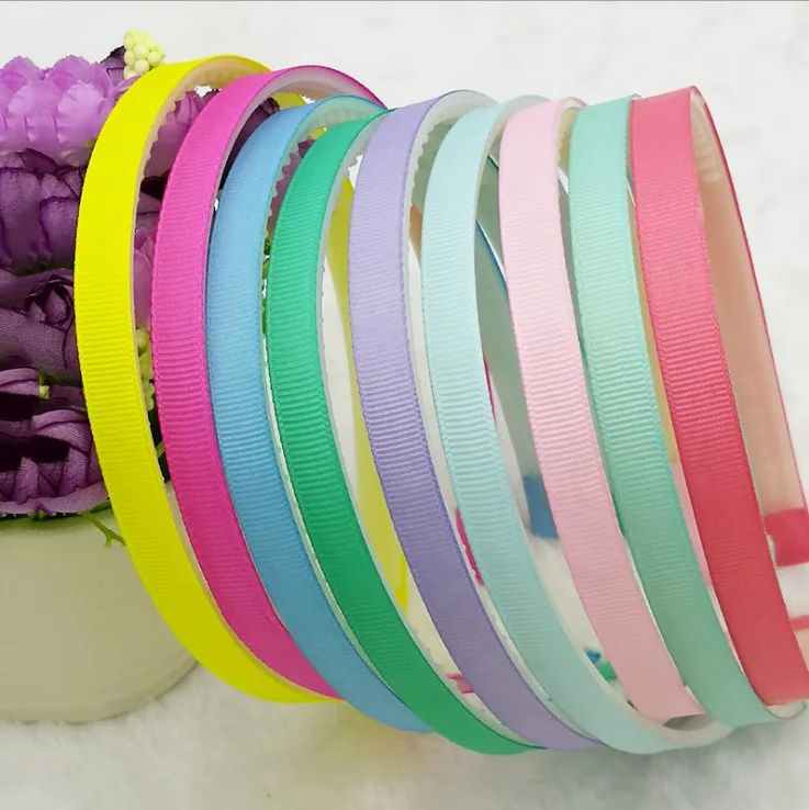 1 см Grosgrain покрытый лентой пластмассовая намотка головная повязка DIY аксессуар для волос резинки для женщин Девушка обруч для волос 10 мм