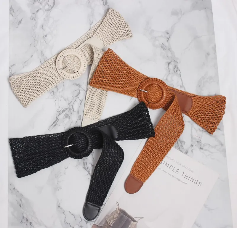 

SeeBeautiful New Fashion Spring 2021 Summer Pin Package Buckle Girdle PU Leather Stitching Weave Wax Rope Waist Belts Women A632