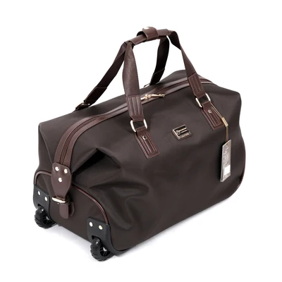 18 inch brown Улучшенное Качество Оксфорд бизнес сумки на колёсиках емкость расширяемая Дорожная сумка Мужская тележка мягкая мужская Студенческая сумка чемодан - Цвет: 18 inch brown