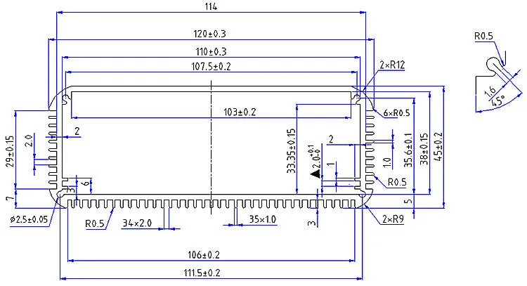 Алюминиевый Корпус Корпуса PCB алюминиевый корпус теплового излучения 120*45*150 мм