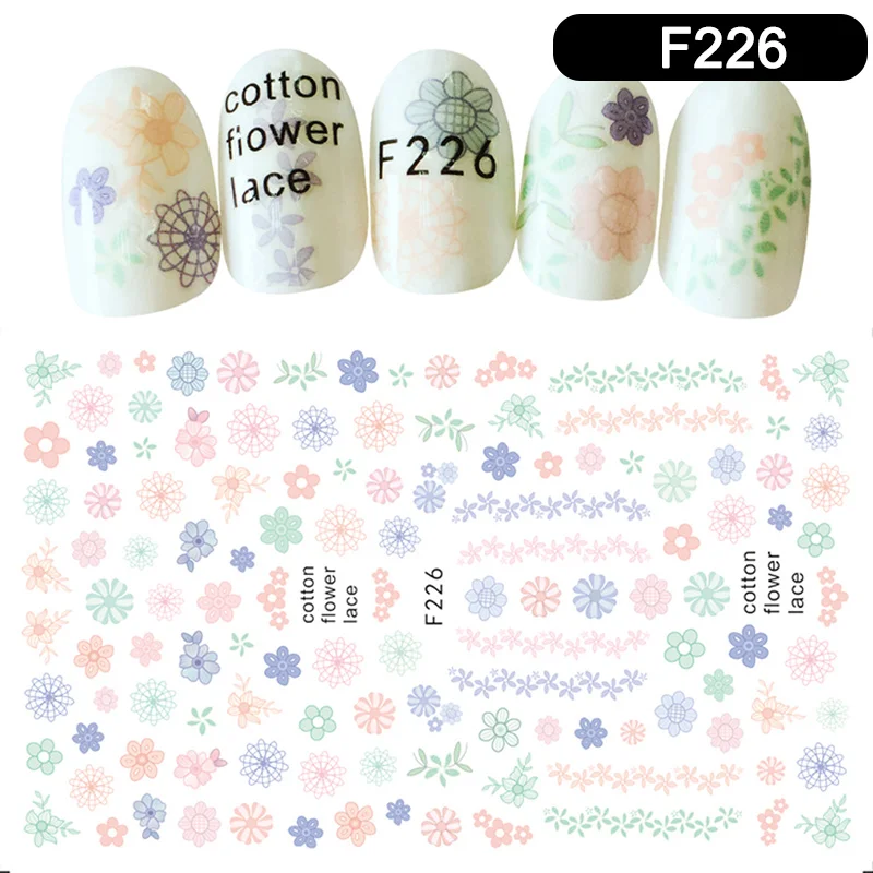 1 лист стикер для дизайна ногтей Прозрачный цветочный узор маникюр сделай сам