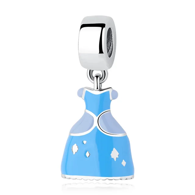 Cinderella Dress Аутентичное Стерлинговое Серебро 925 оригинальные браслеты с подвесками, соответственные Пандоре обаятельные браслеты шарма бусины платье феи с рисунком из мультфильмов в Мышь украшения на Рождество - Цвет: Cinderella Dress