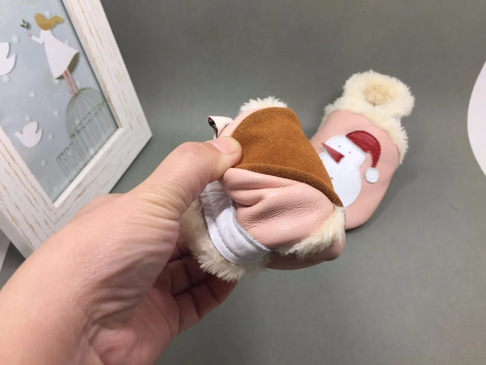 

Christmas gift for baby winter warm with fur Genuine Leather Baby Moccasins Shoes Baby Shoes Newborn first walker toddler Shoes
