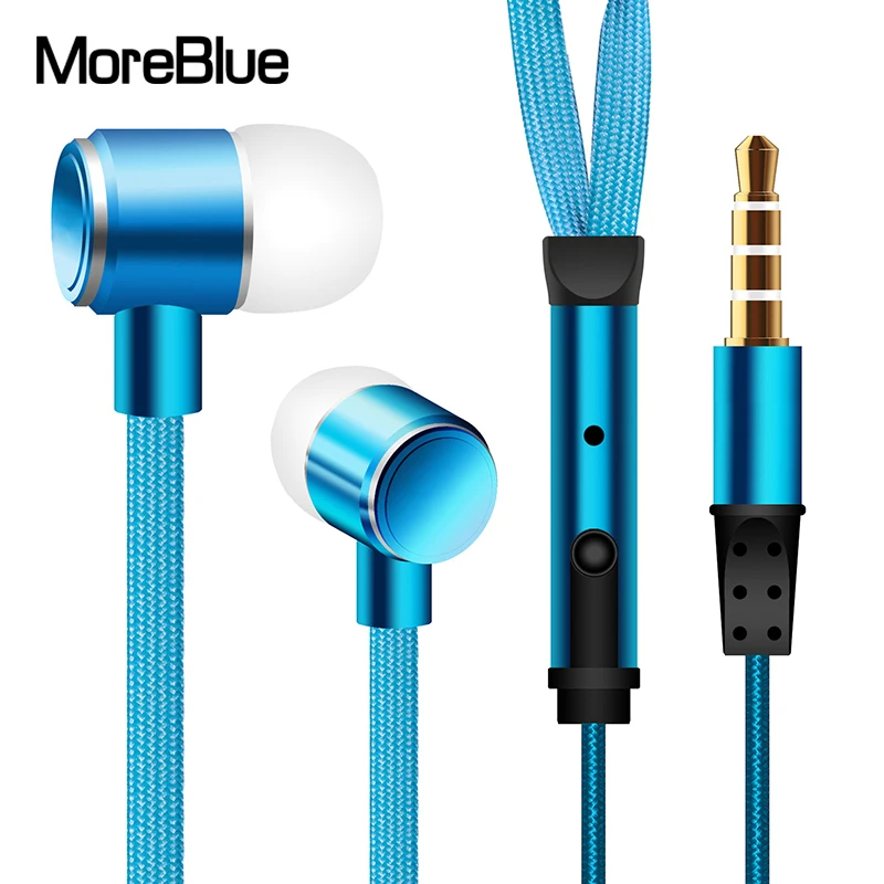 MoreBlue наушники шнурки Металл стерео Super Bass Наушники шум снижение спортивные бег