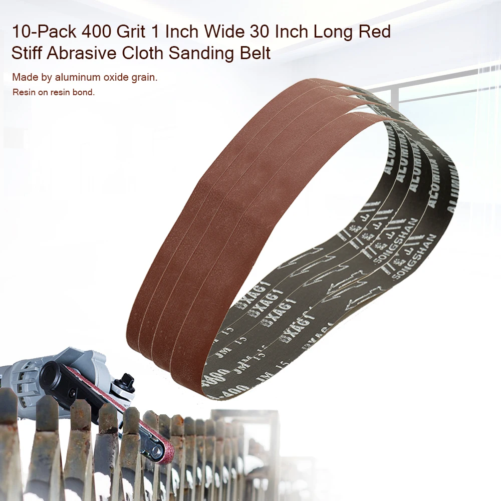10 Pack 400/240 грит 1 дюйм в ширину 30 дюймов длинная красная жесткая абразивная ткань