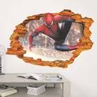Наклейки для детской комнаты, разбитая стена, супергерой, Человек-паук, домашний декор, 3d эффект, Постер ПВХ Наклейка на стену
