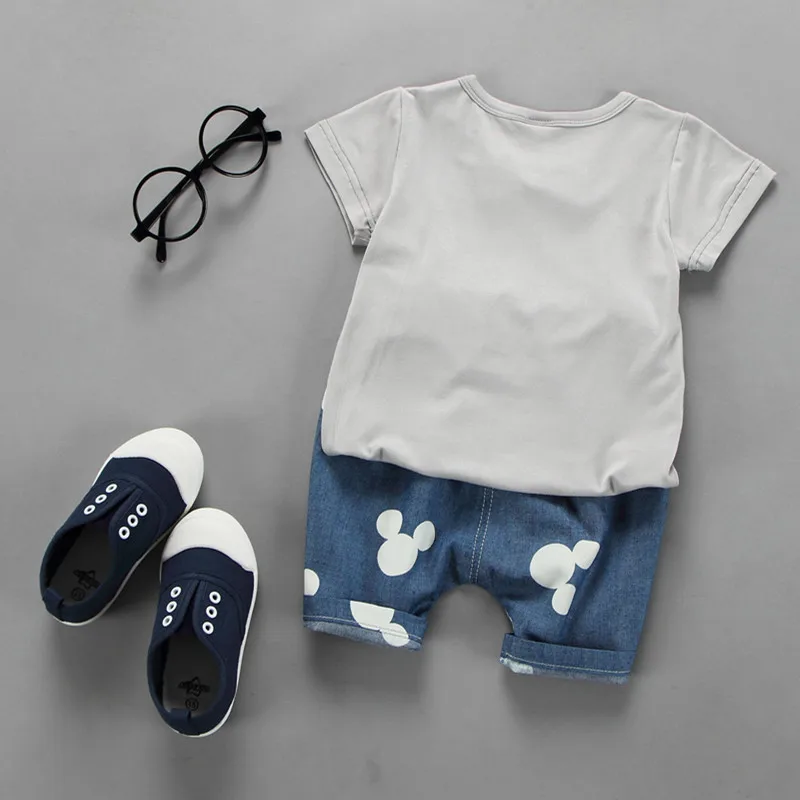 2018 New Summer Children Clothing Baby Boys Outfit Print T Shirt Plusmouse Pant 2pcs Boy Clothes Set Roupa Infantil Born |