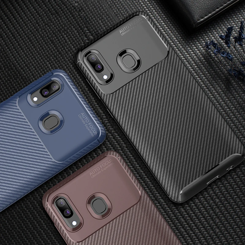 Чехлы для Samsung Galaxy A30 чехол A10 A40 A50 A70 из углеродного волокна Мягкий Силиконовый ТПУ