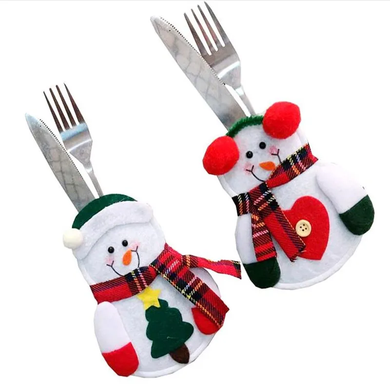 5 шт./лот набор столовых приборов снеговика Санты ножи для людей Сумка Держатель