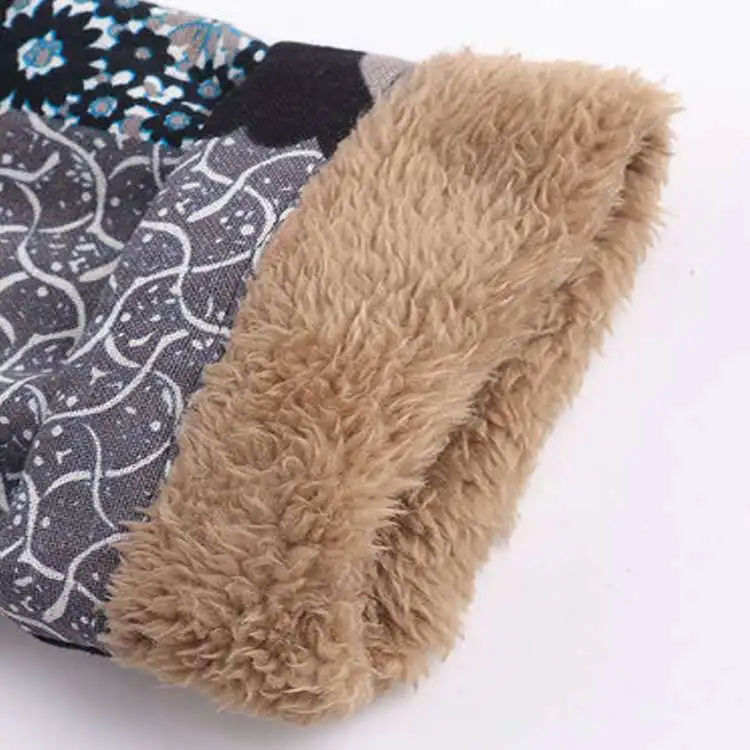 Printing plus velvet padded cotton splicing fashion loose casual woman coats winter 2018 Hooded Wool Blends | Женская одежда