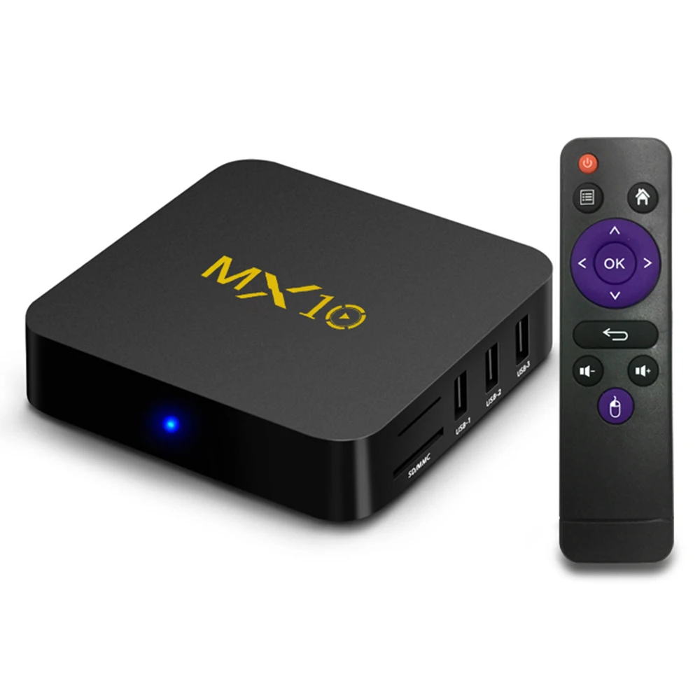 MX10 Smart Android 9,0 ТВ приставка Rockchip RK3328 4 ГБ/64 Гб приставка IP tv 4 к H.265 USB3.0 Miracast WiFi Смарт ТВ приставка медиаплеер