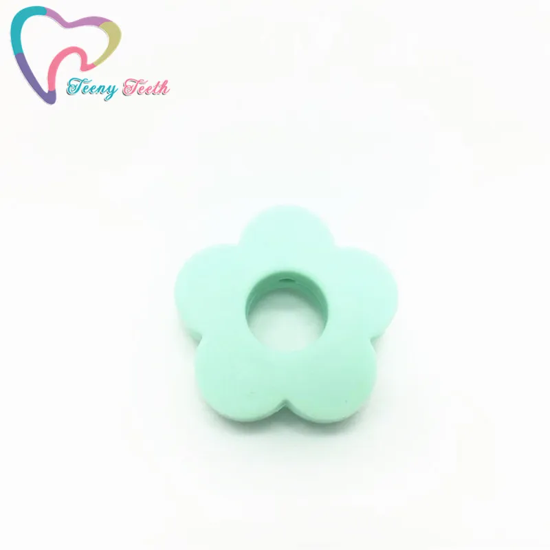 Mint Teeny зубья 10 шт. Силиконовые Прорезыватели для зубов в форме цветка грызуны DIY Детские принадлежности для кормления Bebe Biter пищевой Подсолнух бусины - Цвет: Mint