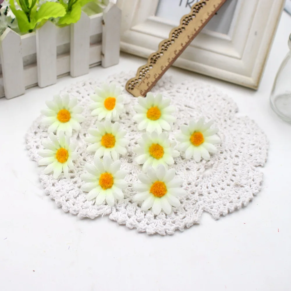 Milk White 10 шт./лот, 4 см, подарок, искусственный мини-букет подсолнуха, цветы для свадьбы, машины, свадьбы, комнаты, вечерние украшения, скрапбукинг - Цвет: Milk White