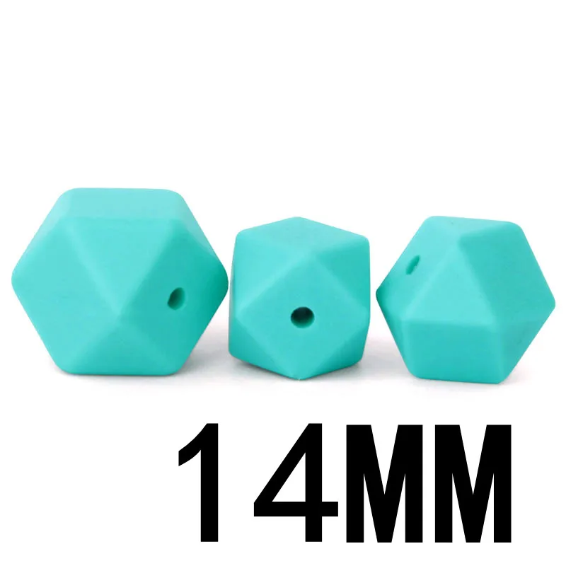 Turquoise06 50 шт Силиконовые бусы для прорезывания зубов шестигранник 14 мм силиконовые жевательные бусины ожерелье зубы Diy Ювелирные изделия запчасти пищевой силиконовый бисер - Цвет: Turquoise06
