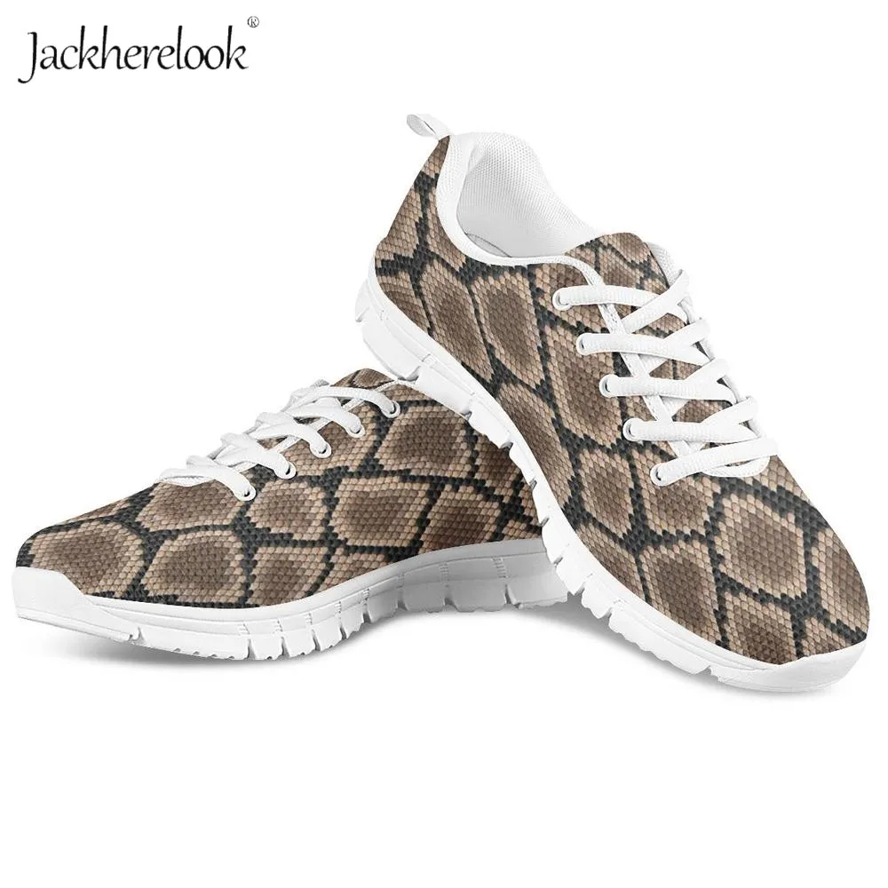 Кроссовки Jackherelook женские легкие Вулканизированная кожа Змеиный узор питона