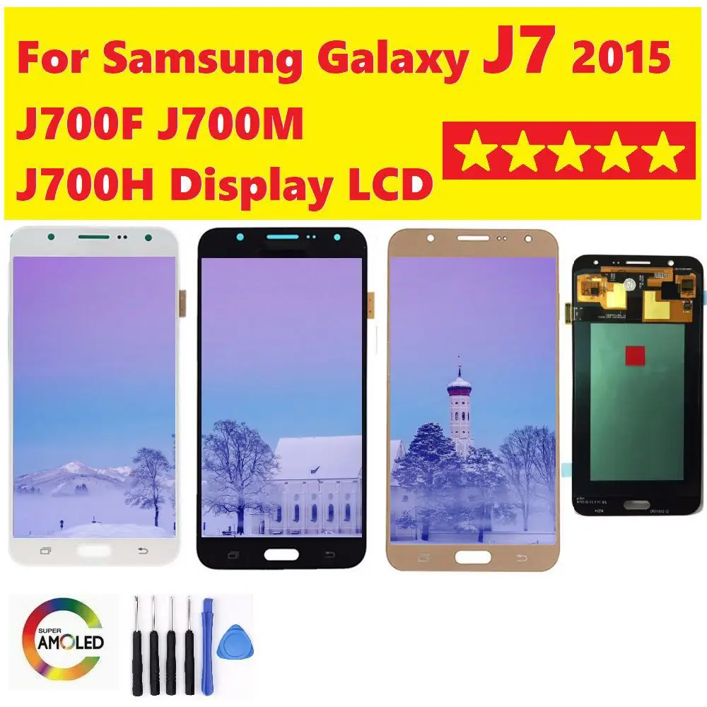 5 &quotсупер AMOLED ЖК-дисплей для SAMSUNG Galaxy J7 2015 дисплей J700 сенсорный экран J700F J700M J700H |