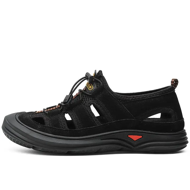 Fotwear Для мужчин; сандалии со стразами; Повседневная обувь; уличные босоножки; большие размеры; размеры кожаный верх украшен текстильной сетки без шнуровки из PU искусственной кожи прочная, долговечная подошва с амортизацией - Цвет: Black