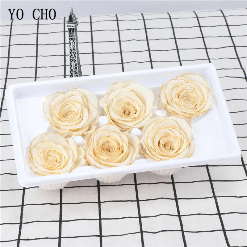 YO CHO Eternal Rose Flower Gilding Preserved Fresh 6 Heads Valentine's Day Gift Wedding Thanks giving | Дом и сад