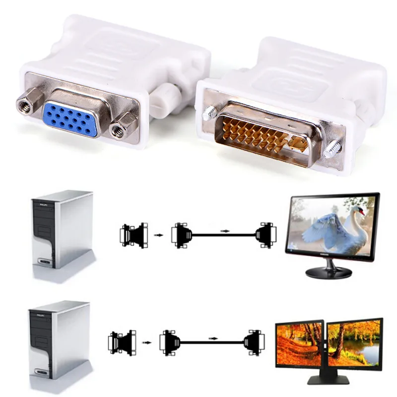 Адаптер для передачи данных DVI в VGA медный HD дисплей адаптер преобразования