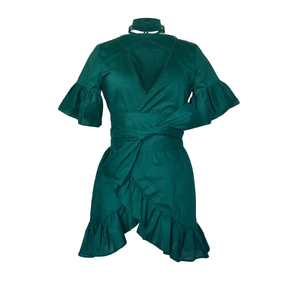 Сексуальное модное платье до колена с треугольным вырезом повседневное