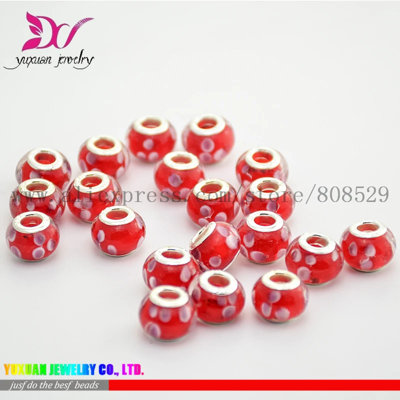 Подлинный посеребренный фиолетовый Европейский стеклянный цветок бусины