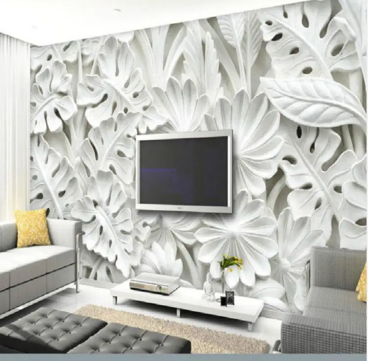 

Leaf pattern plaster relief murals wallpaper for walls living room TV backdrop bedroom wall painting 3D wall papers decor custom