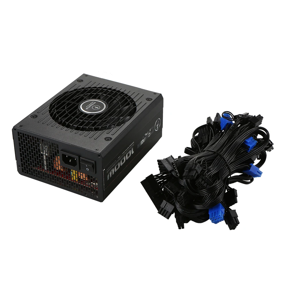 1000 Вт ATX12V V2.31 активный PFC полный модульный компьютерный блок питания с низким уровнем шума 140 мм вентилятор до 80% эффективность для настольных ПК