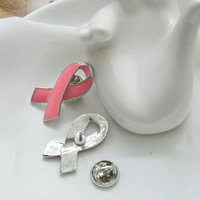 breast cancer awareness pink enamel silver edge lapel pins jewelry brooches for women