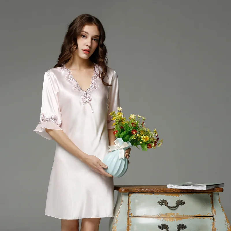 Женский костюм для сна на осень и лето Черная кружевная Сексуальная шелковая